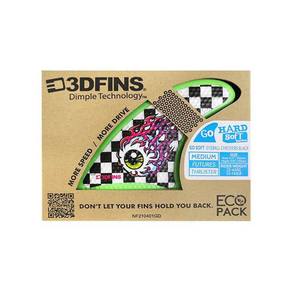 3D Fins - All Rounder Thruster - Soft - Eye Ball Checkers (FCS1 / FCS2 / Catch Surf / Futures)