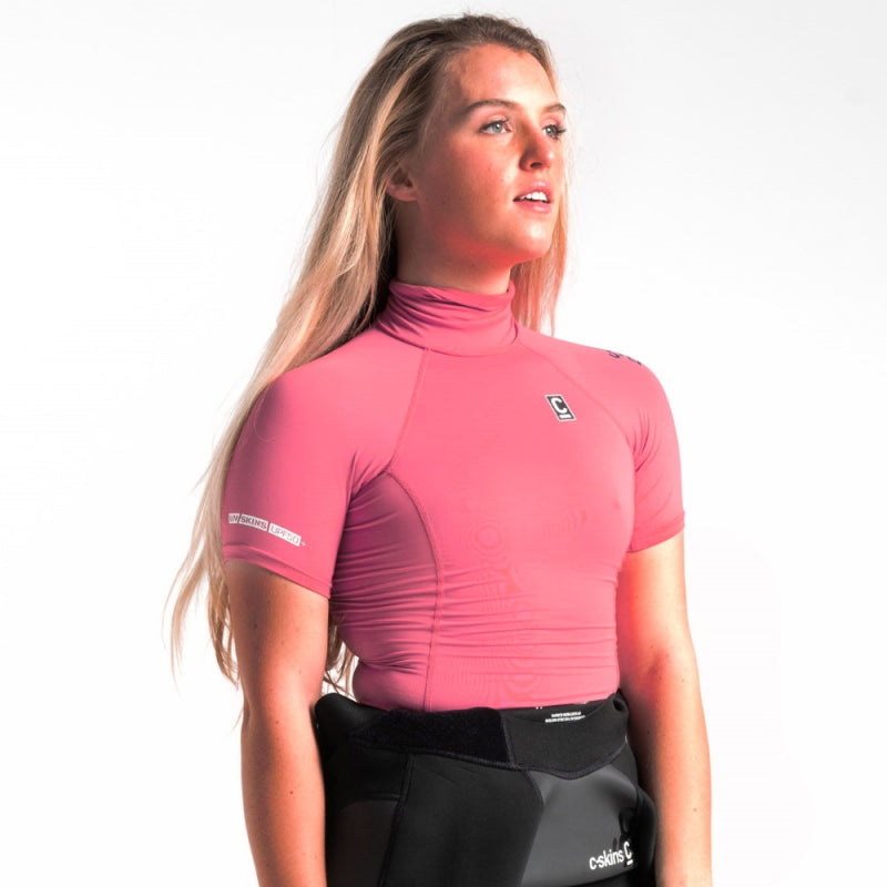 C-Skins Womens High Collar Rash Vest Bright Rose Slate - UK 6