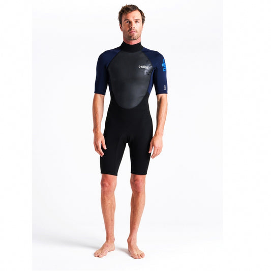 C-Skins Element 3/2mm Mens Shorty Wetsuit Black Slate Cyan - Small