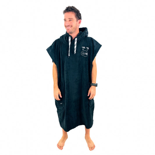 All-In Velour Beach Changing Robe Classic Black