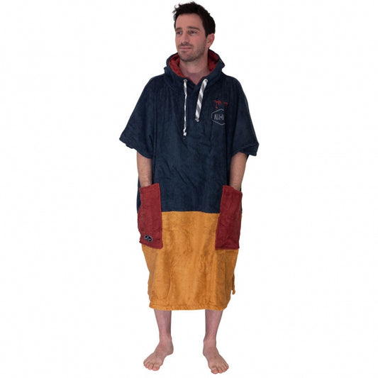 All-In Organic V Bumpy Beach Changing Poncho Blue Beige