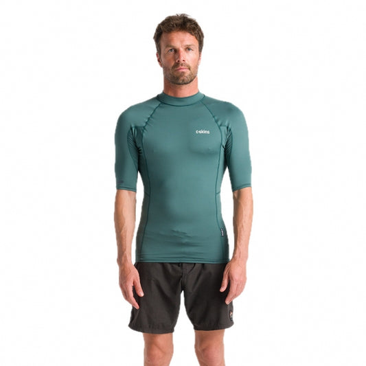 C-Skins NuWave Mens Rash Vest Dark Sage - Large